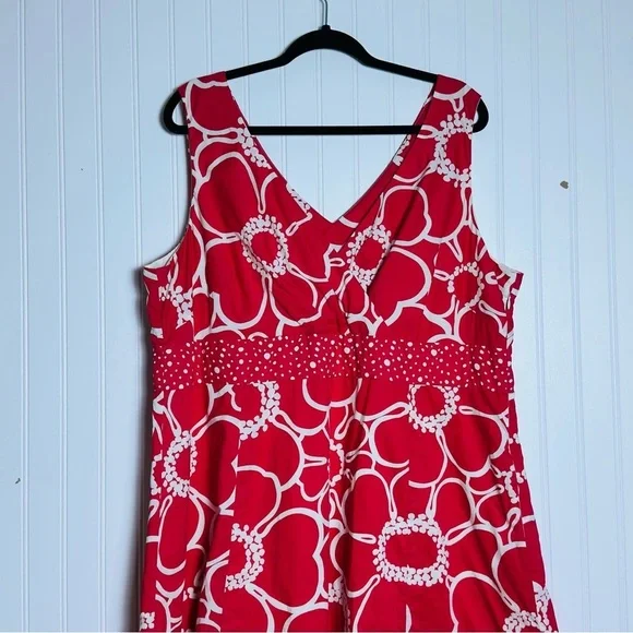 Boden Pink White Floral Alfani Floral Dress V-neckline sleeveless cotton 18L - Picture 3 of 11